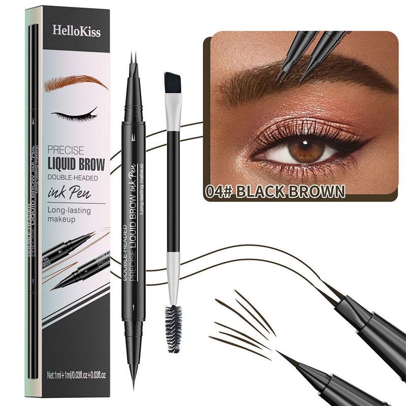 HelloKiss Natural & Smooth Wild Brow Dual-Ended Eyebrow Pencil: Waterproof, Sweatproof, and Smudge-proof